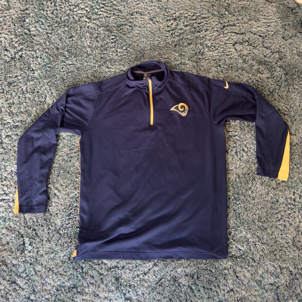 Nike On Field 1/4 Zip Player Team Issue NFL LA Rams Football Large Pullover